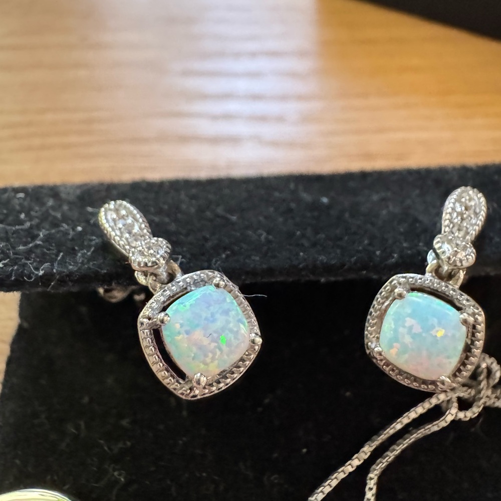 Zales Silver Opal Earring Set - Picture 6 of 7